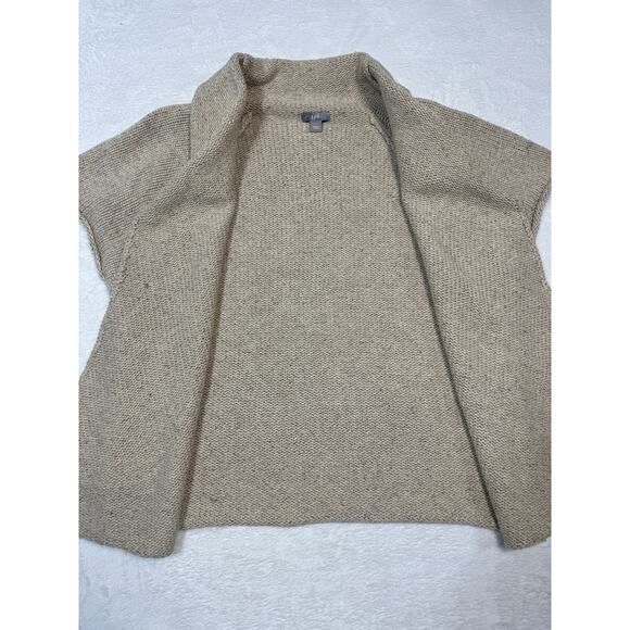 J Jill Cardigan Womens L Large Blue Open Front Knit Short Sleeve Sweater Classic - Picture 1 of 6